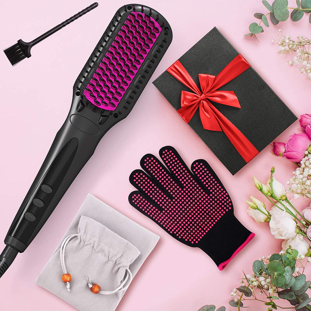 Ionic Hair Straightener Brush Ceramic Straightening Hair Brush