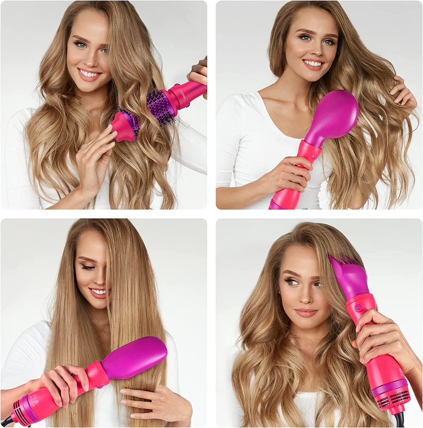 4-In-1: Blow Dryer Brush| Large Oval Brush| Cushioned Straightening Brush & Diffuser 