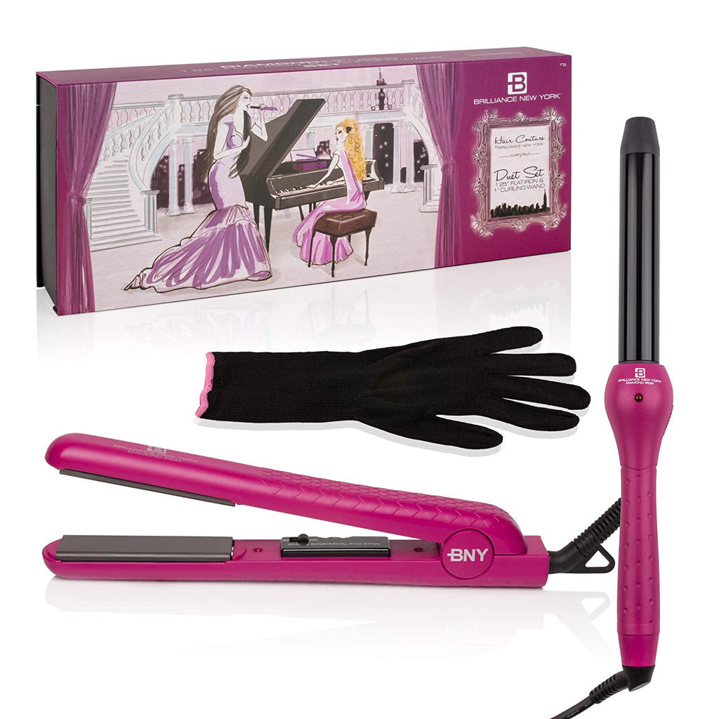 Duo Set | 1.25" Ceramic Flat Iron and 1" Curling Iron - Brilliance New York Online