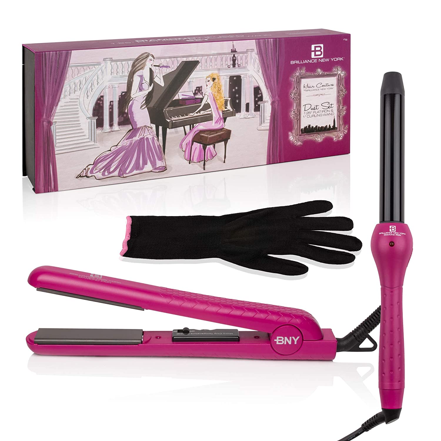 Duo Set | 1.25" Ceramic Flat Iron and 1" Curling Iron - Brilliance New York Online