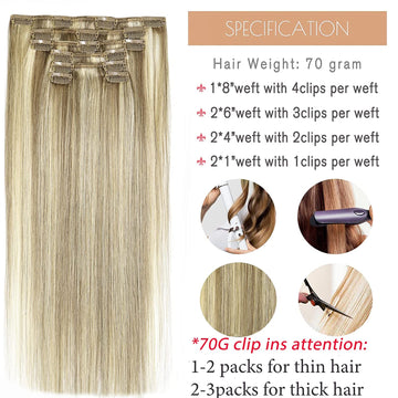 Clip in Hair Extensions Real Human Hair, Real Human Hair  display picture 3