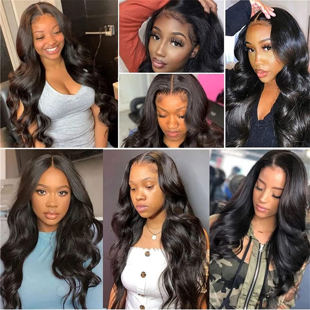 26 Inch Body Wave Lace Front Wigs Human Hair Pre Plucked 180% Density 13X4 HD Lace Front Wigs for Women Glueless Wigs Black Unprocessed Brazilian Virgin Human Hair with Baby Hair Bleached Knots