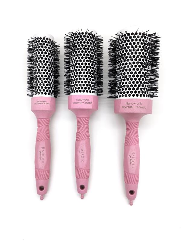 Brilliance New York HAIROIC Blowout Round Barrel Hair Brushes Gift Set For All Hair Types(3 Brushes,Pink) - Brilliance New York Online