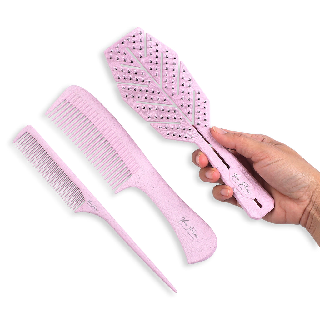 Vera Prime 3-in-1 Hairbrush and Comb Set – Eco-Friendly - Brilliance New York Online