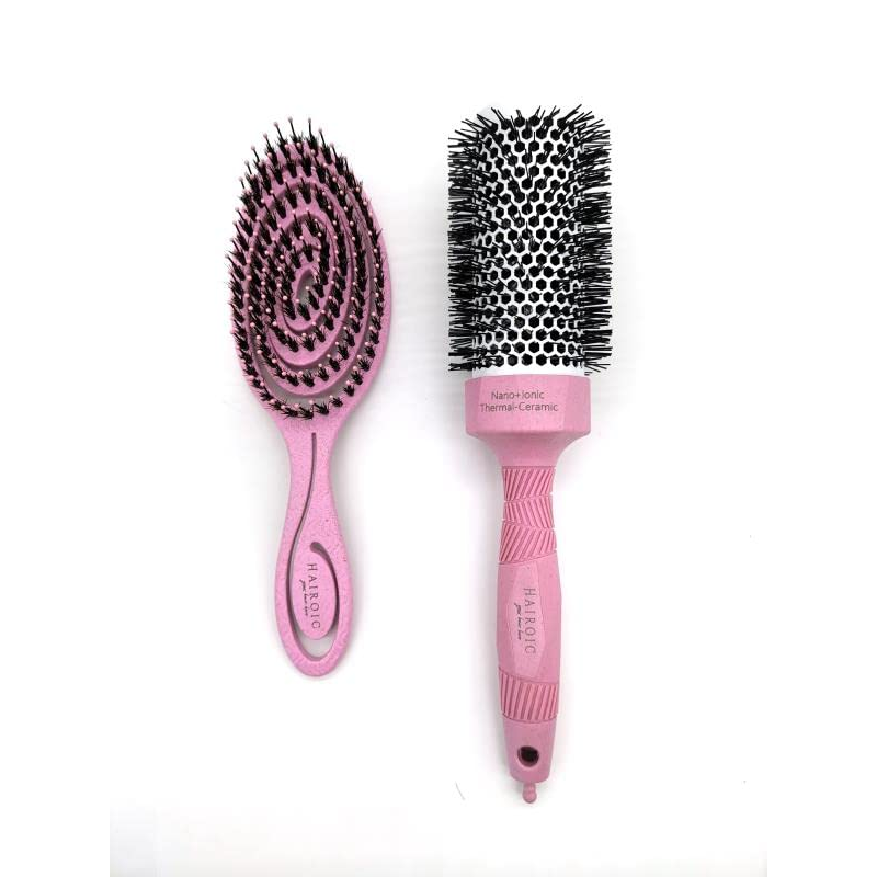 Hair Detangling Brush Set |Boar Bristle Brush and Ionic Tourmaline Ceramic 44mm Round brush Set,HAIROIC - Brilliance New York Online