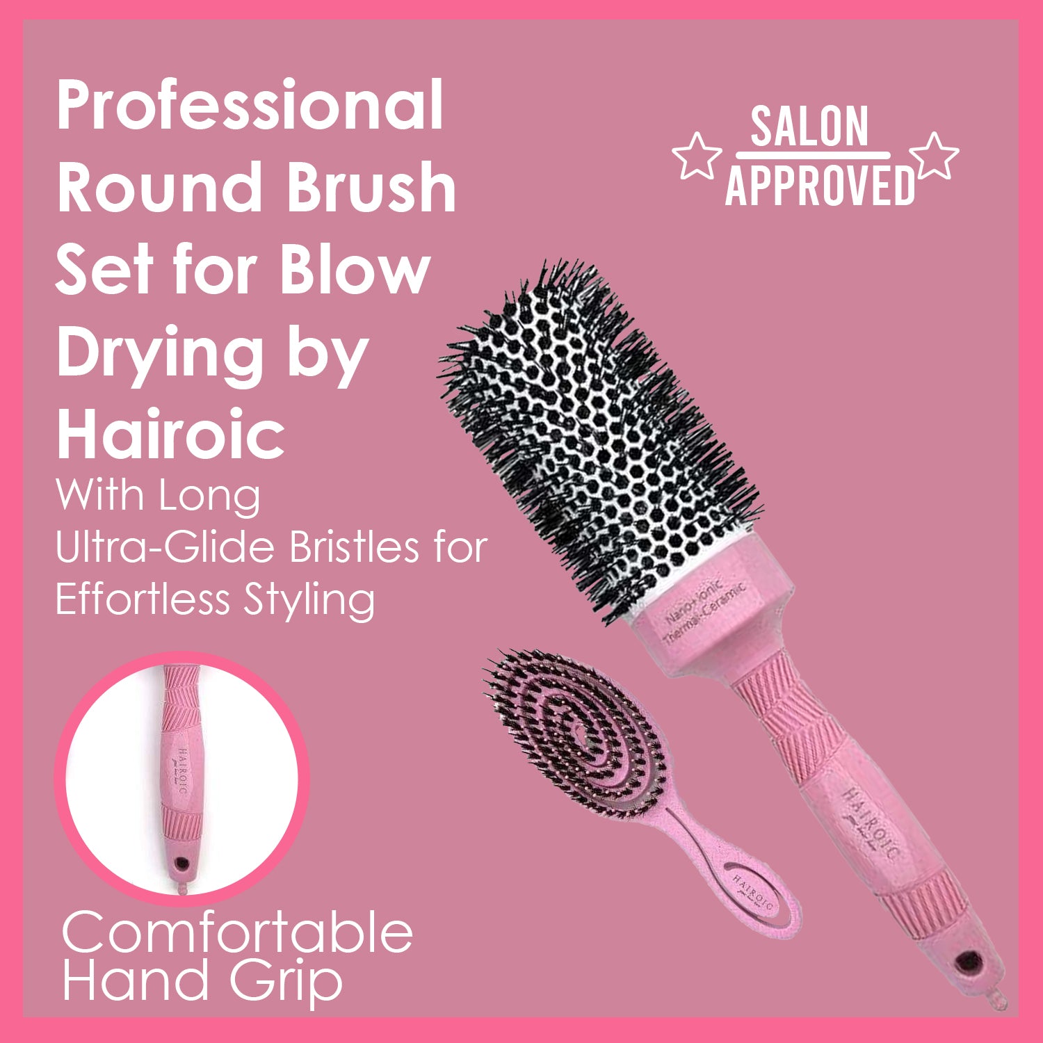 Hair Detangling Brush Set |Boar Bristle Brush and Ionic Tourmaline Ceramic 44mm Round brush Set,HAIROIC - Brilliance New York Online