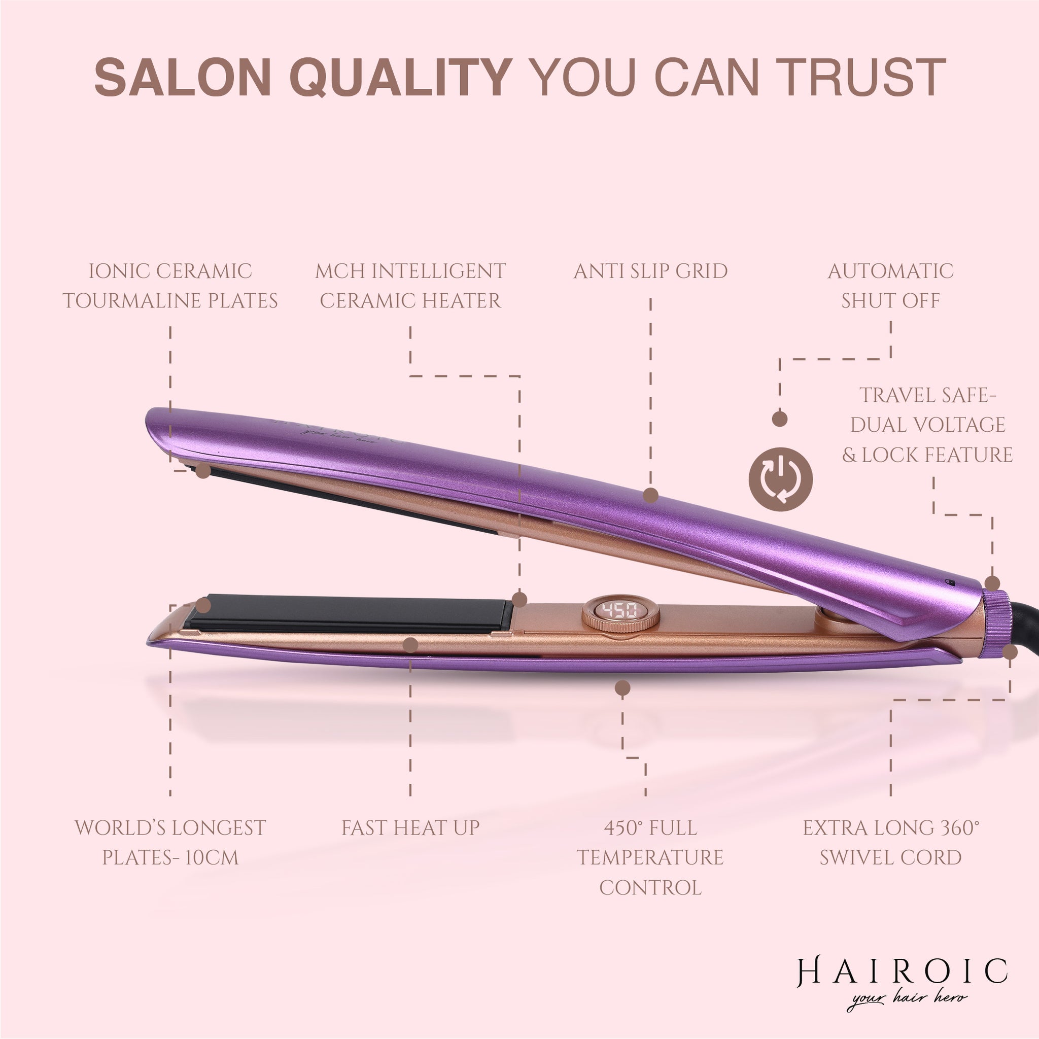 Vera Prime 3-in-1 Hair Straightener 1-inch Diamond Ceramic Plates Flat Iron,  (White Marble) - Brilliance New York Online