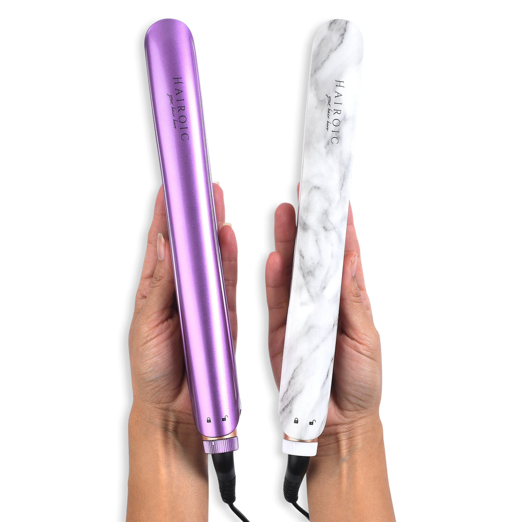 HAIROIC 3-in-1 Hair Straightener 1-inch Diamond Ceramic Plates (White Marble) - Brilliance New York Online