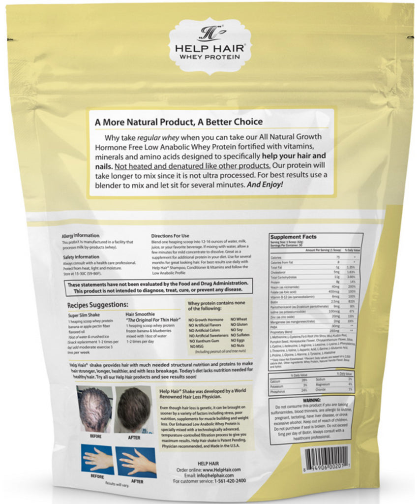 Help Hair® Shake (30 servings 2.12 lbs.) Doctor Formulated and Recommended by Worldwide Hair Clinics!