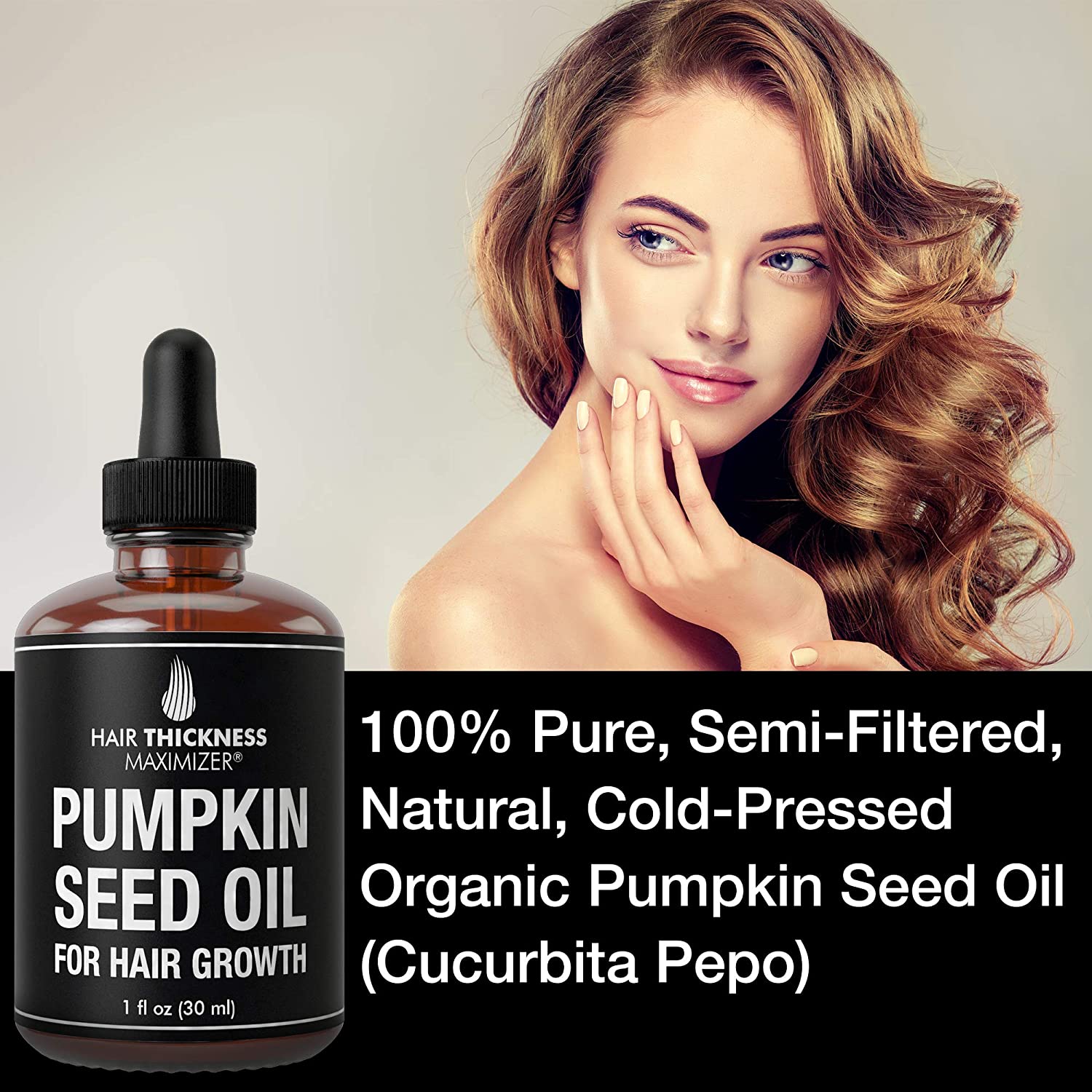 Organic Pumpkin Seed Oil For Hair Growth,Salon- Hair Thickness Maximizer. Pure, Cold Pressed, Vegan Pumpkin Seeds Extract to Stop Hair Loss For Men & Women. Hair Treatment Serum. Replenish Ha