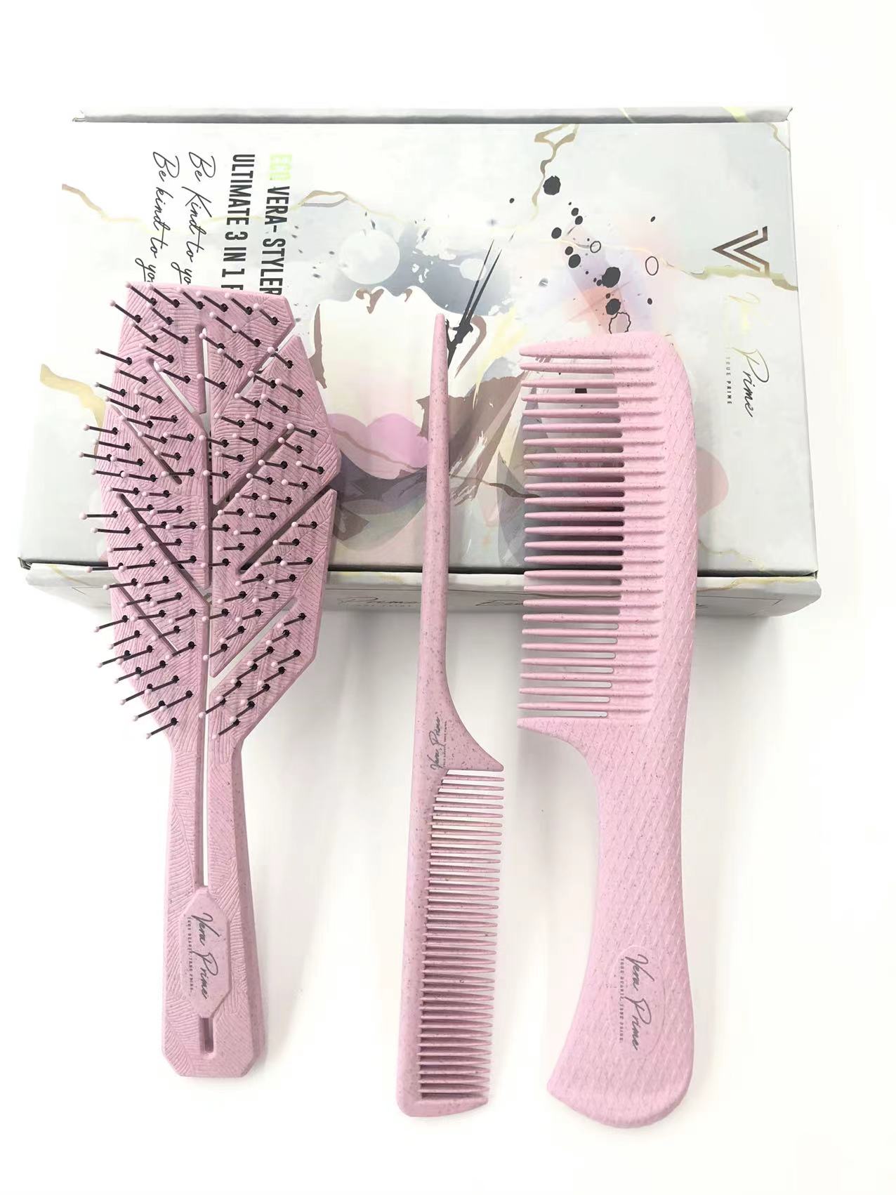 Vera Prime 3-in-1 Hairbrush and Comb Set – Eco-Friendly - Brilliance New York Online