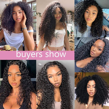 Cecycocy Kinky Curly Clip in Hair Extensions Human Hair for  display picture 2