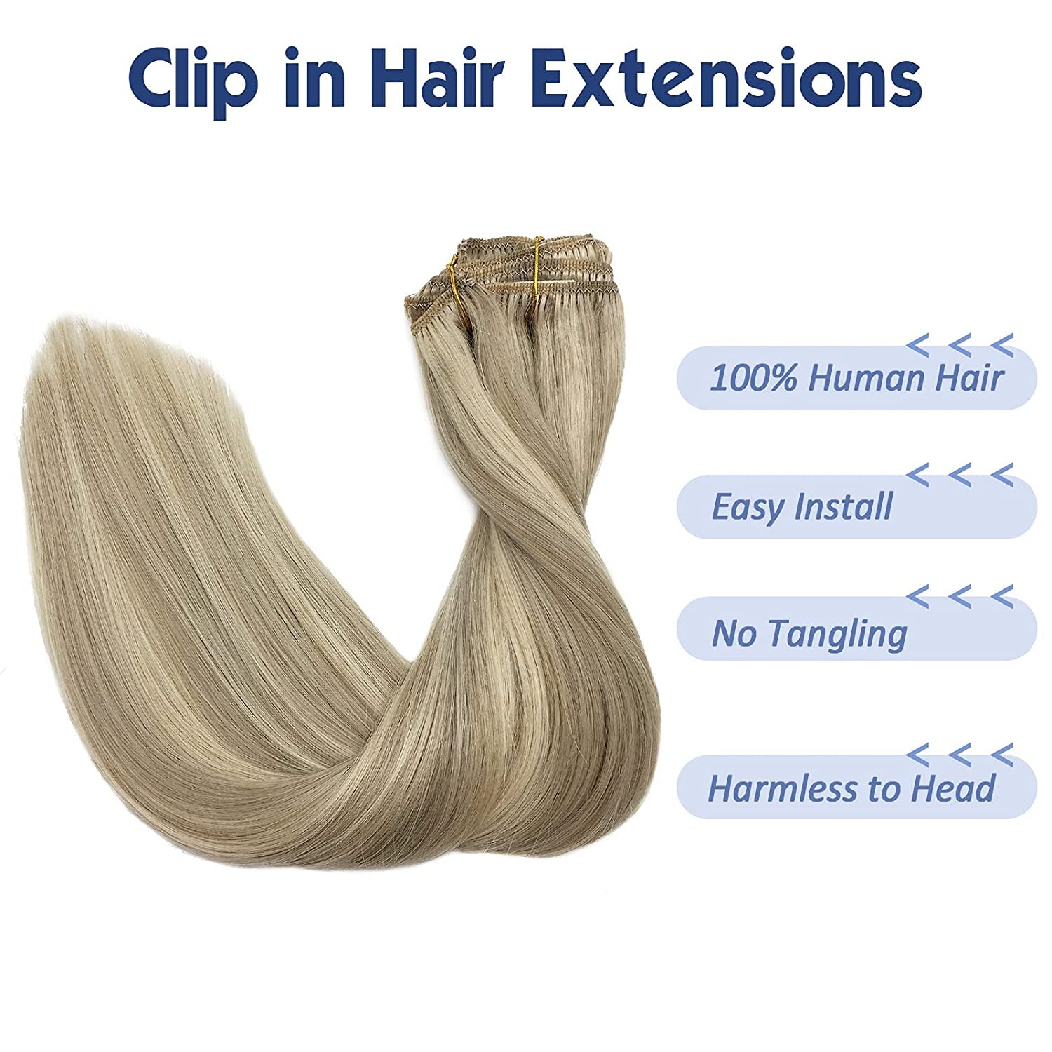 GOO GOO Clip-in Hair Extensions for Women Soft & Natural Handmade