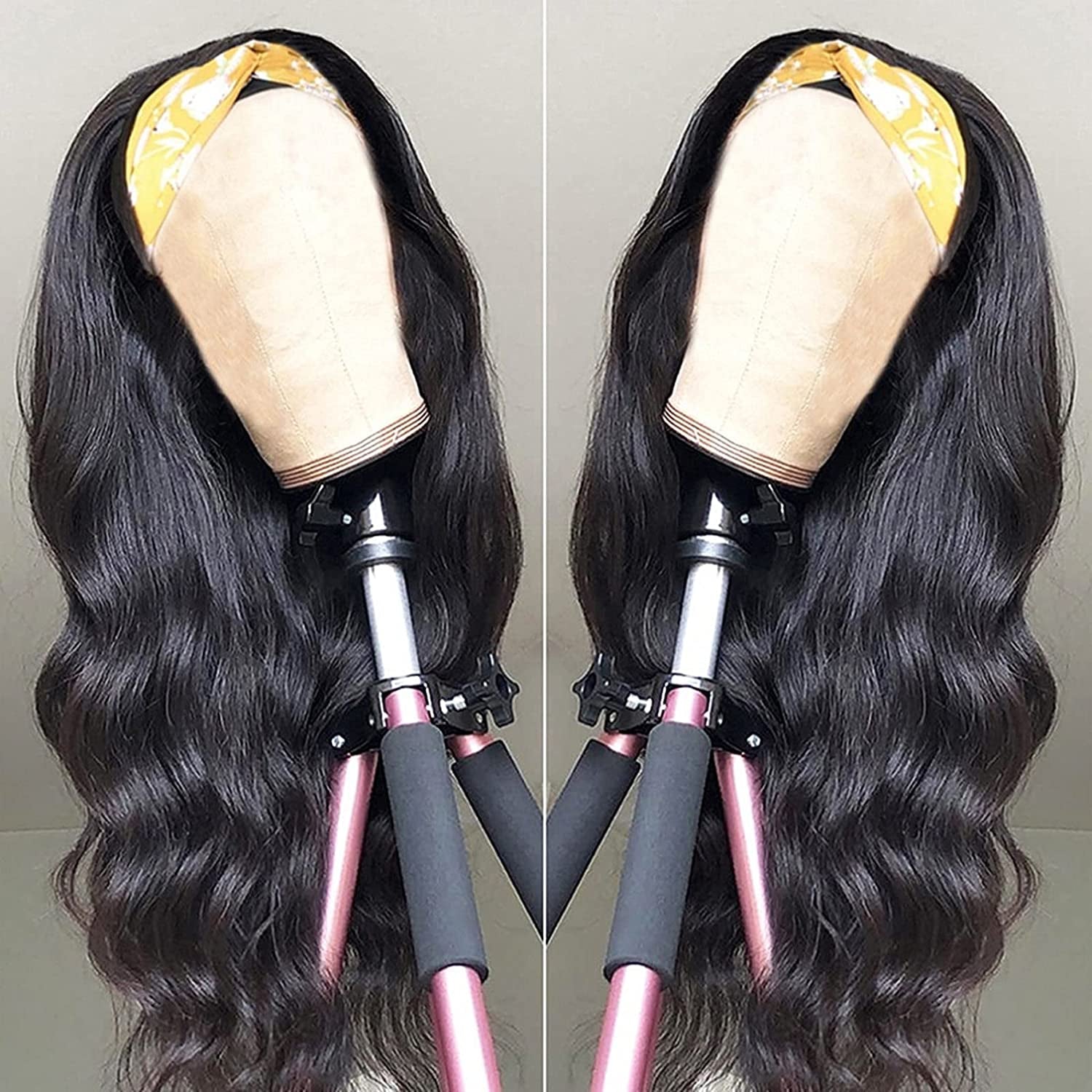 Catti Headband Wigs for Black Women Body Wave Headband Wig Human Hair Wigs Brazilian Virgin Hair Machine Made Wigs Headband Wig 150% Density (18" Headband Wigs)