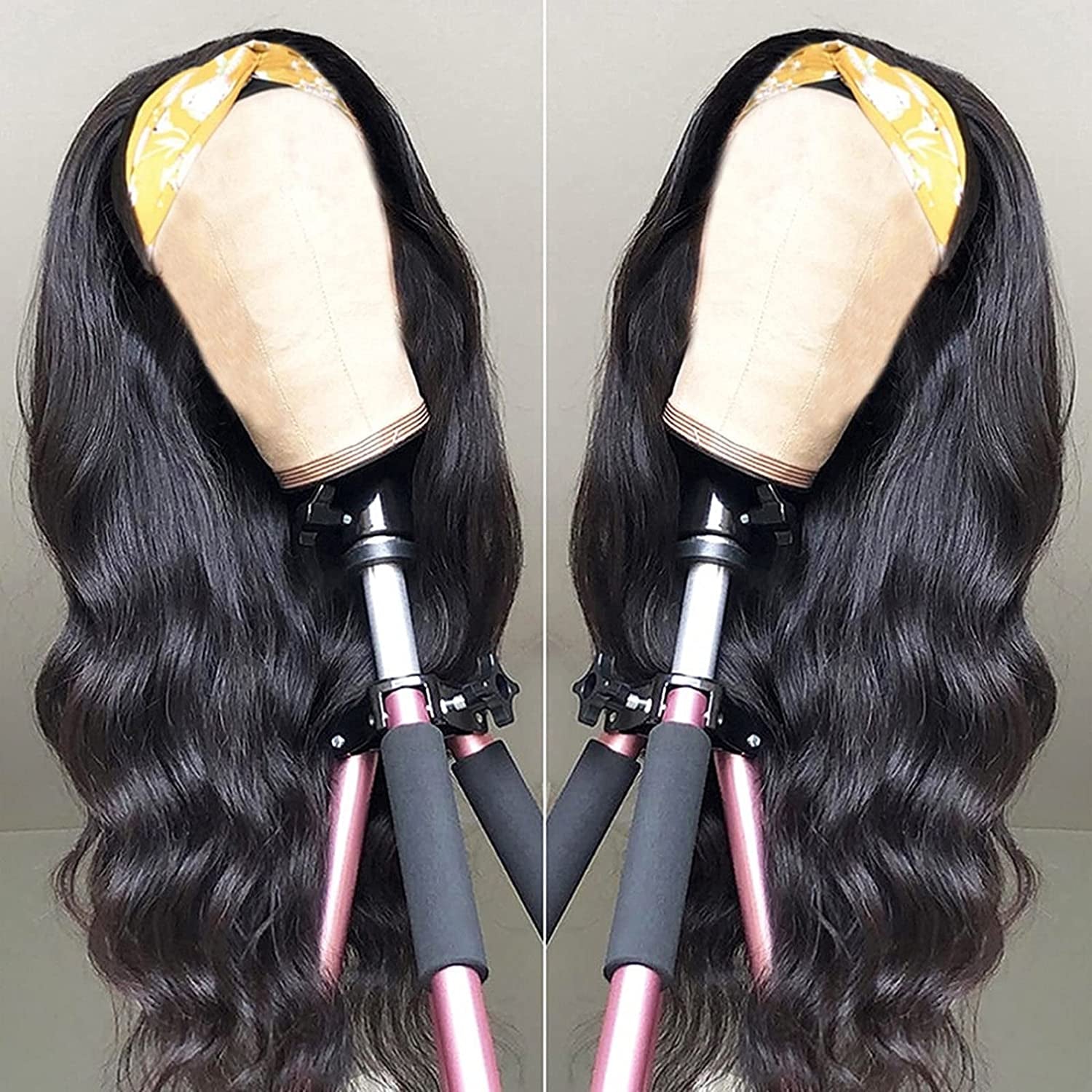 Catti Headband Wigs for Black Women Body Wave Headband Wig Human Hair Wigs Brazilian Virgin Hair Machine Made Wigs Headband Wig 150% Density (18" Headband Wigs)