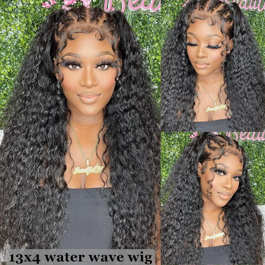 24 Inch Water Wave Transparent Lace Front Wigs Human Hair Wigs for ...