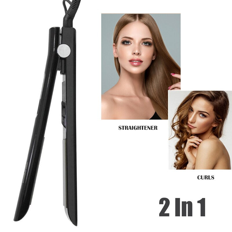 Hair Straightener Curler Nano-Titanium Plate Straightening Iron Keratin Flat Irons 470℉ MCH Fast Heating High Temperature Styler