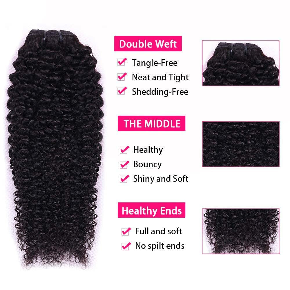 Cecycocy Kinky Curly Clip in Hair Extensions Human Hair for Black Women - 8Pcs 18Clips Double Weft Brazilian Remy Human Hair 3C 4A Clip in Extensions Thick to Ends 120G/4.2Oz Natural Black (24 Inch)