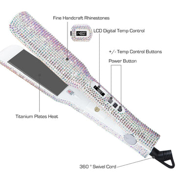 Rhinestone Flat Iron Titanium Hair Straightener Professional 