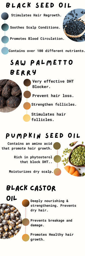 Black Castor Saw Palmetto Pumpkin Seed Black Seed Organic Concentrated Cold Pressed Hair Growth Booster & Scalp Treatment