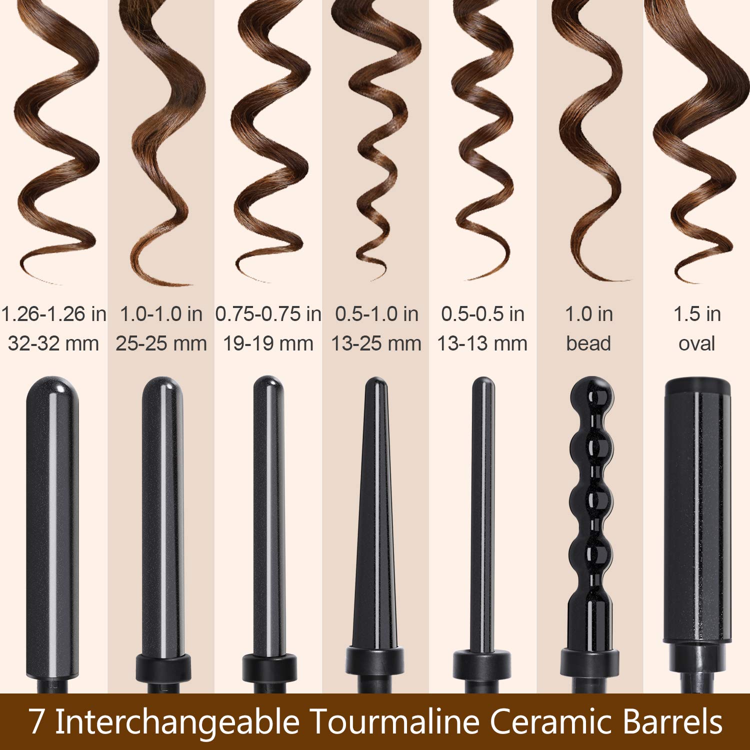 7 in 1 Curling iron set with interchangable barrles | Ceramic Curling Iron Set - Brilliance New York Online